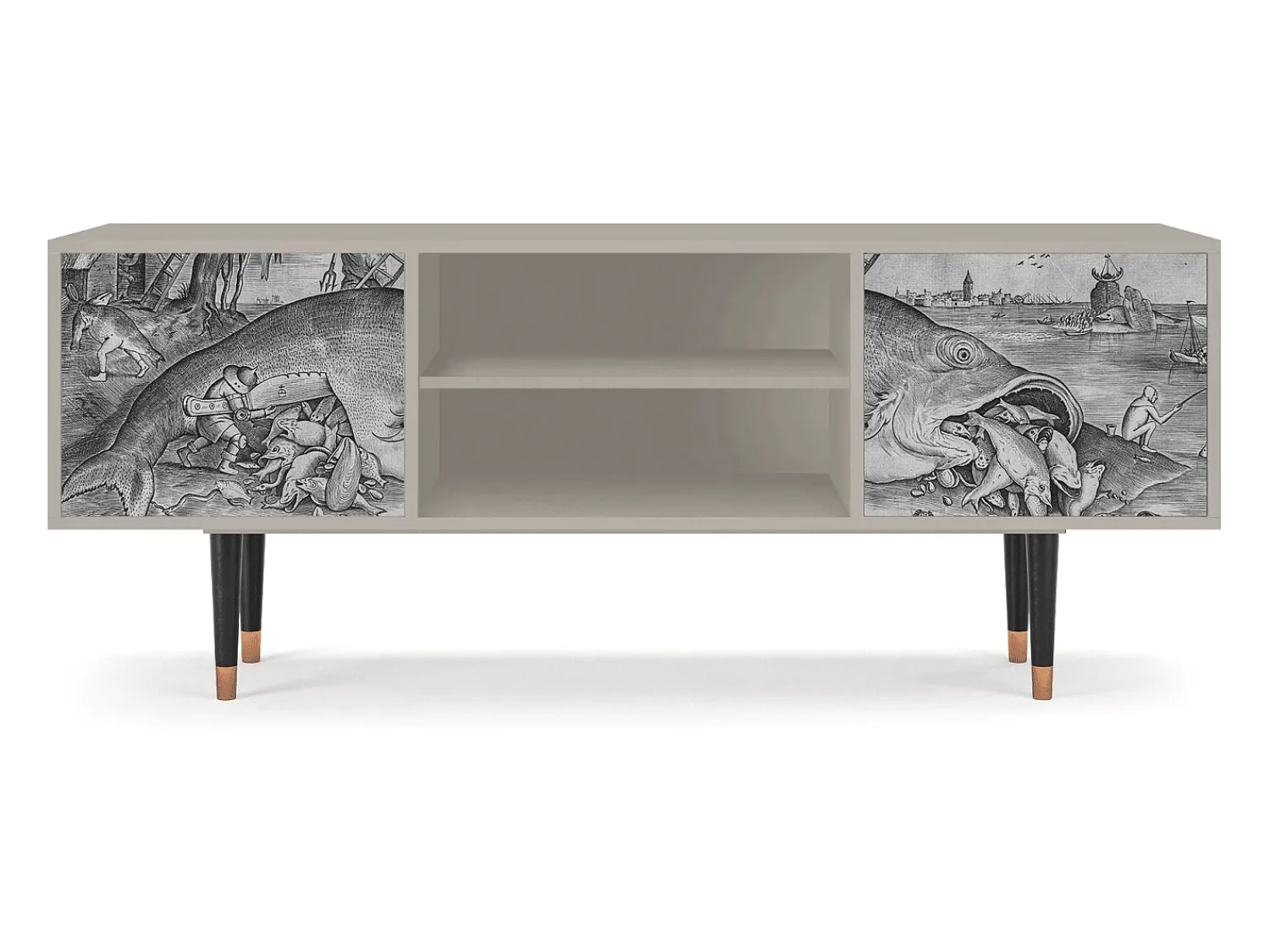 Móvel De Tv| Mueble de TV - 170х69х48 cm - T2 - Big Fish Eat Little, Areia Bege
