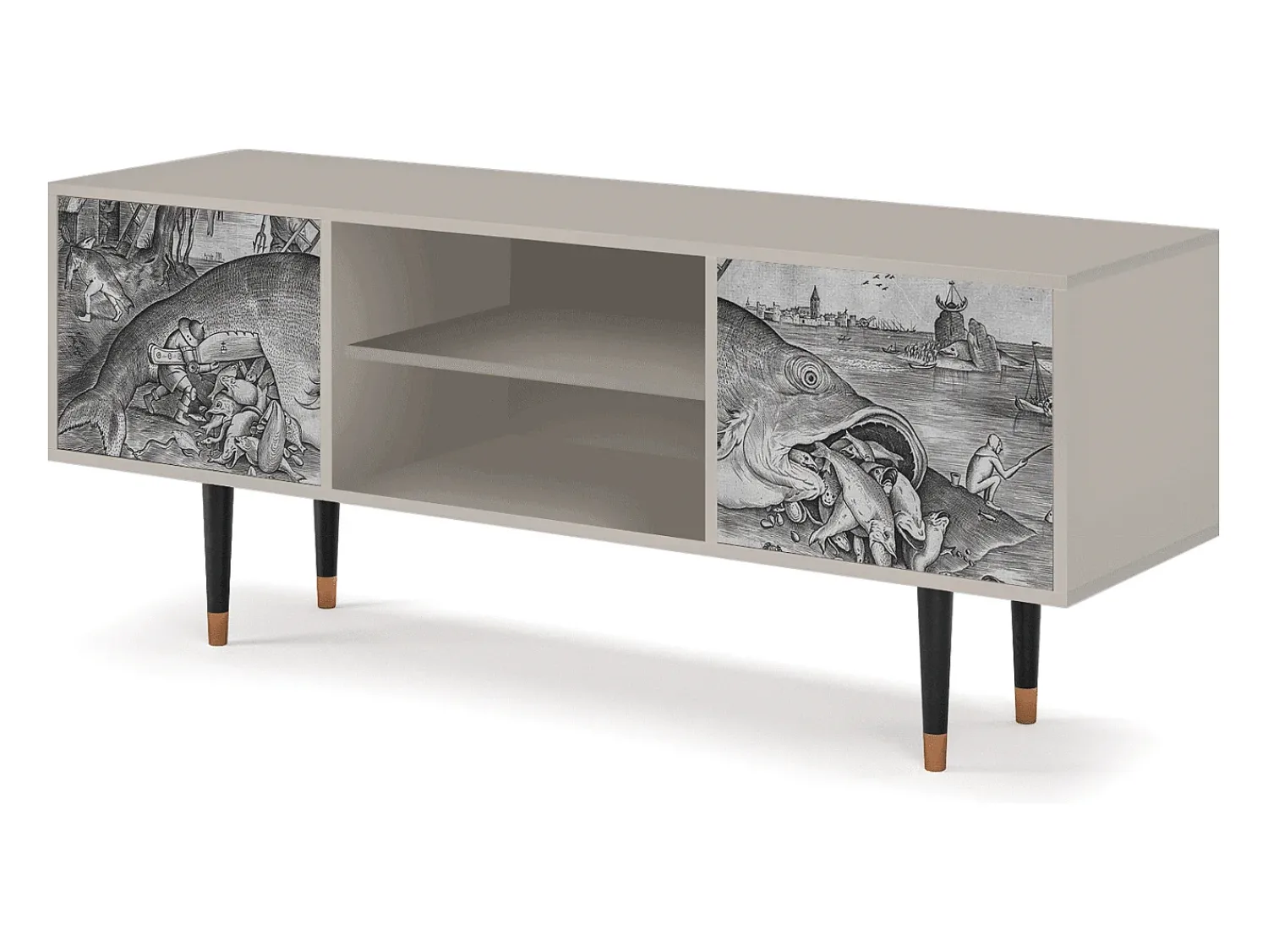 Móvel De Tv| Mueble de TV - 170х69х48 cm - T2 - Big Fish Eat Little, Areia Bege