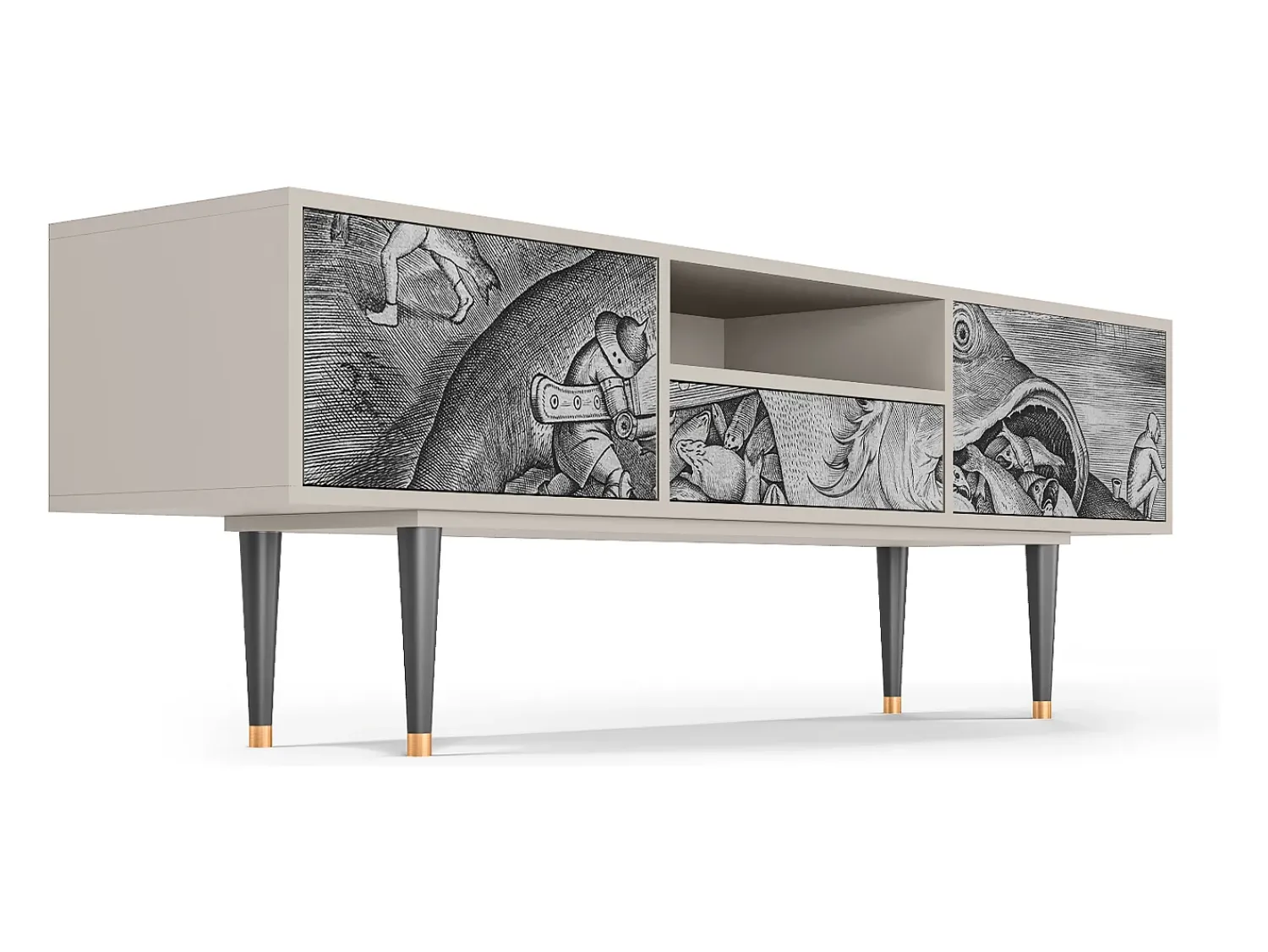 Móvel De Tv* Mueble de TV - 170х59х41 cm - T6 - Big Fish Eat Little, Areia Bege