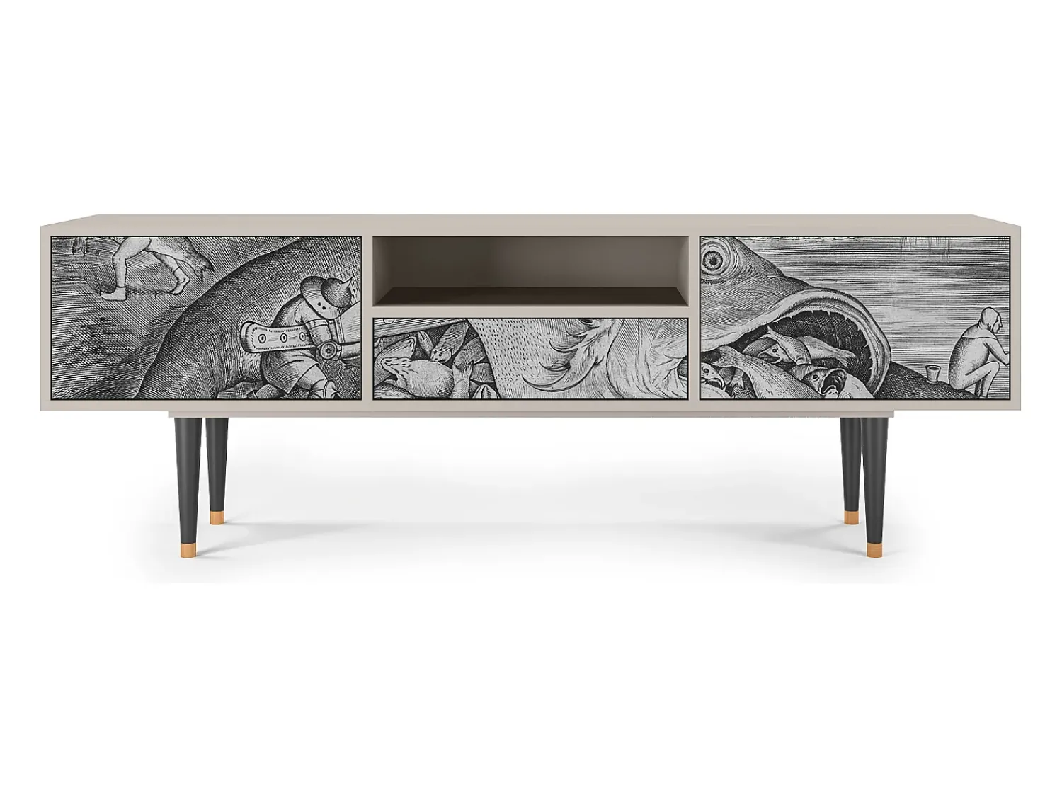Móvel De Tv* Mueble de TV - 170х59х41 cm - T6 - Big Fish Eat Little, Areia Bege