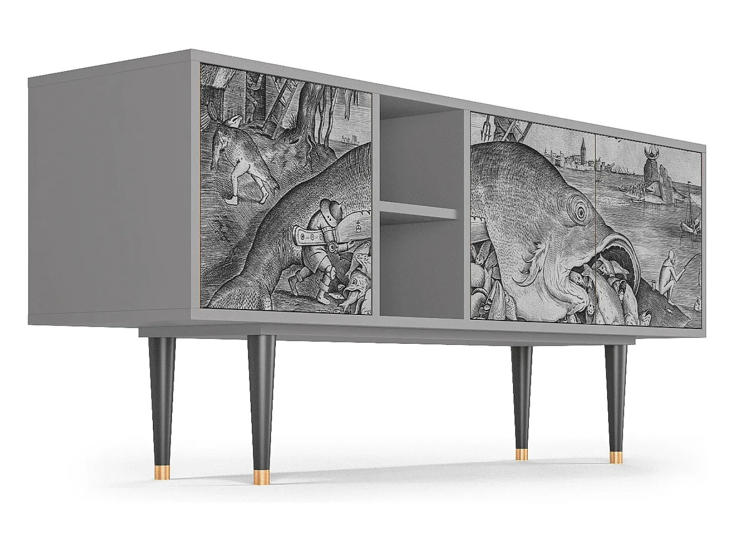 Best Mueble de TV - 150х69х41 cm - T5 - Big Fish Eat Little, Cinza Cinzento