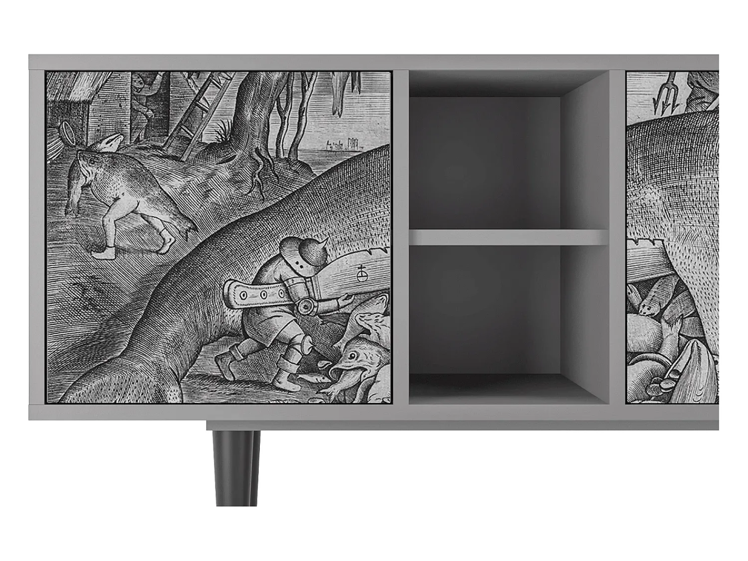 Best Mueble de TV - 150х69х41 cm - T5 - Big Fish Eat Little, Cinza Cinzento