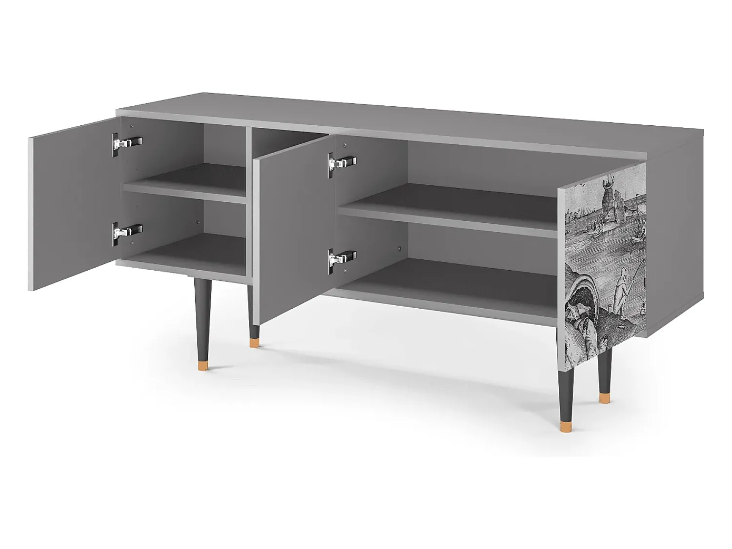 Best Mueble de TV - 150х69х41 cm - T5 - Big Fish Eat Little, Cinza Cinzento