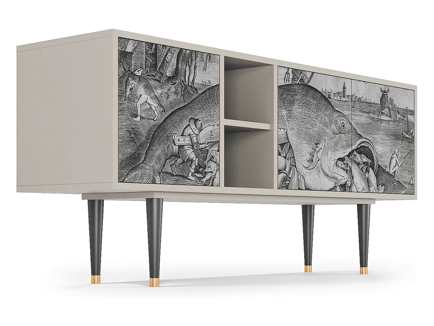 Móvel De Tv* Mueble de TV - 150х69х41 cm - T5 - Big Fish Eat Little, Areia Bege
