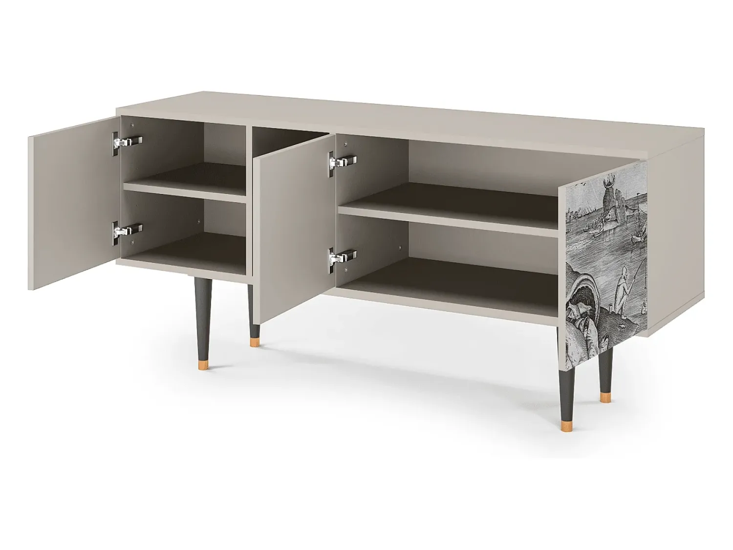 Móvel De Tv* Mueble de TV - 150х69х41 cm - T5 - Big Fish Eat Little, Areia Bege