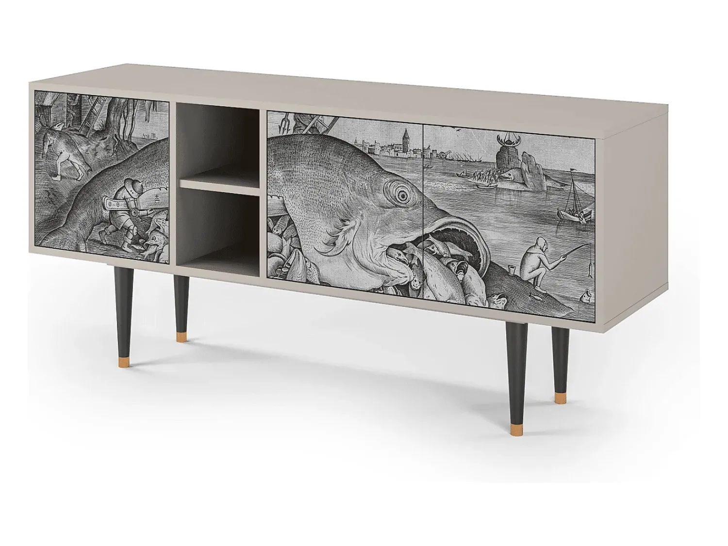 Móvel De Tv* Mueble de TV - 150х69х41 cm - T5 - Big Fish Eat Little, Areia Bege