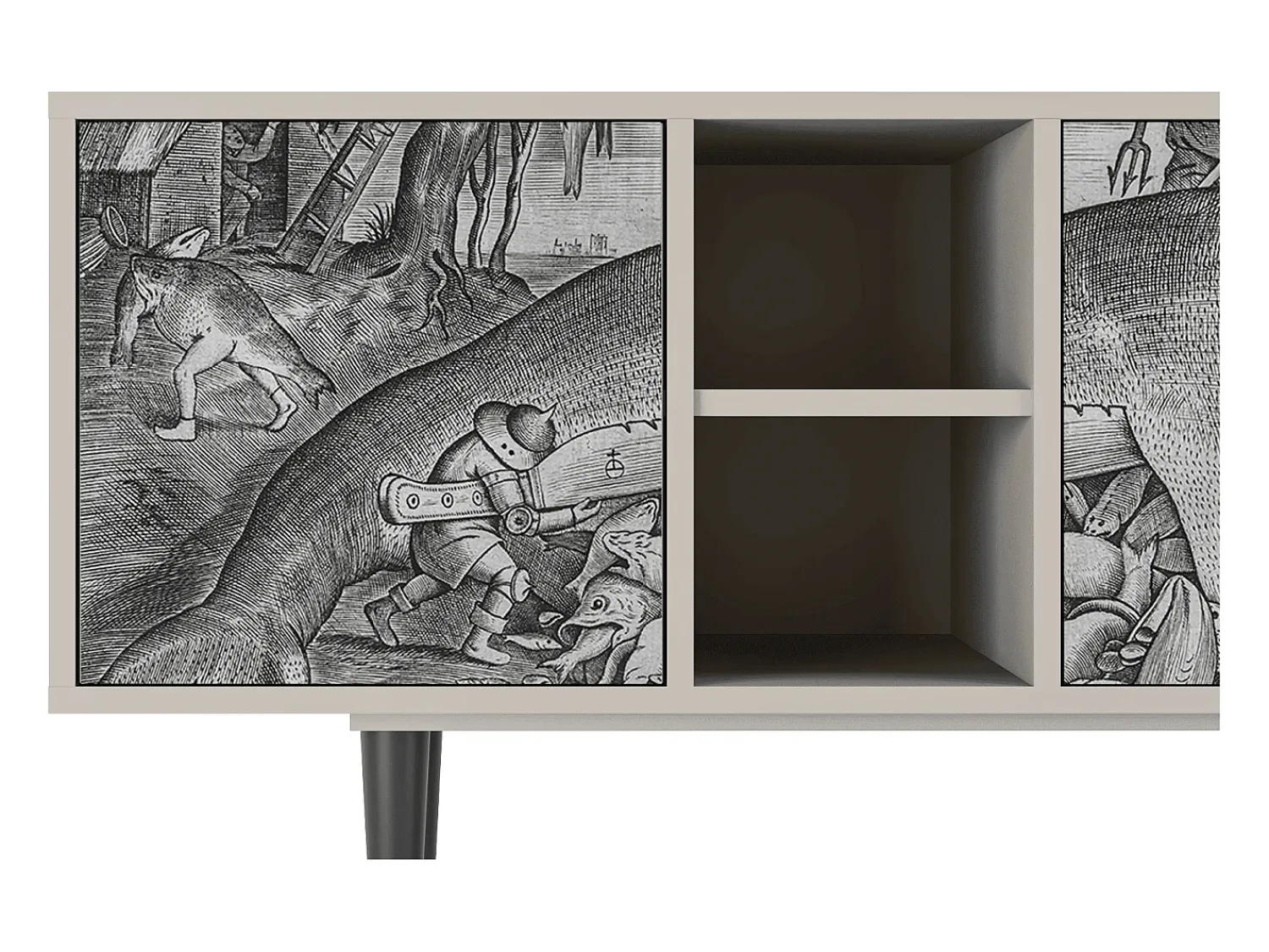 Móvel De Tv* Mueble de TV - 150х69х41 cm - T5 - Big Fish Eat Little, Areia Bege