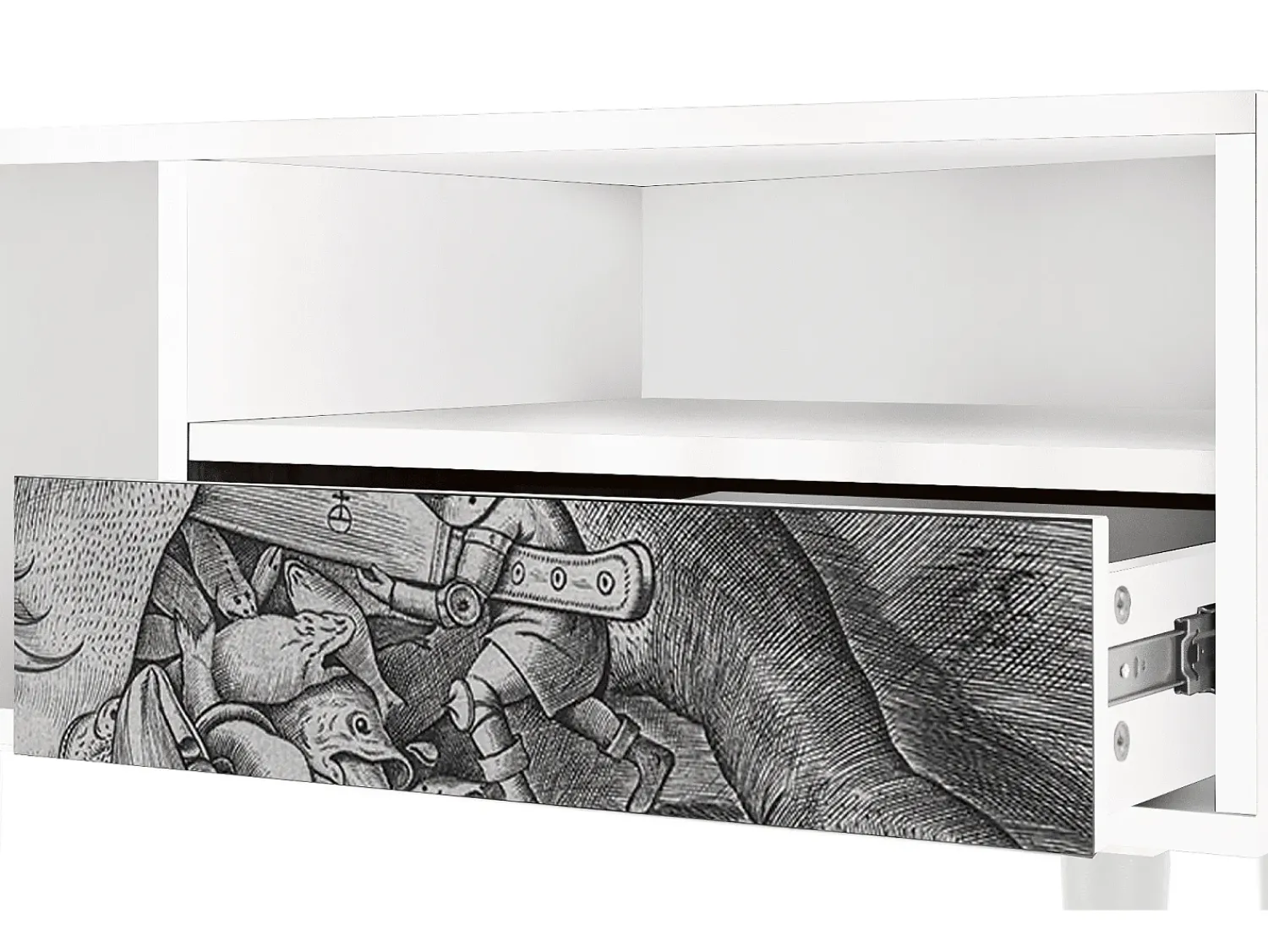 Best Mueble de TV - 115х59х48 cm - T3 - Big Fish Eat Little, Branco Bege