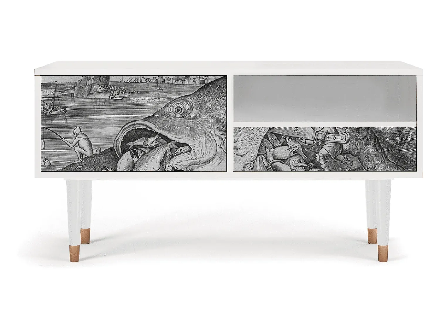 Best Mueble de TV - 115х59х48 cm - T3 - Big Fish Eat Little, Branco Bege