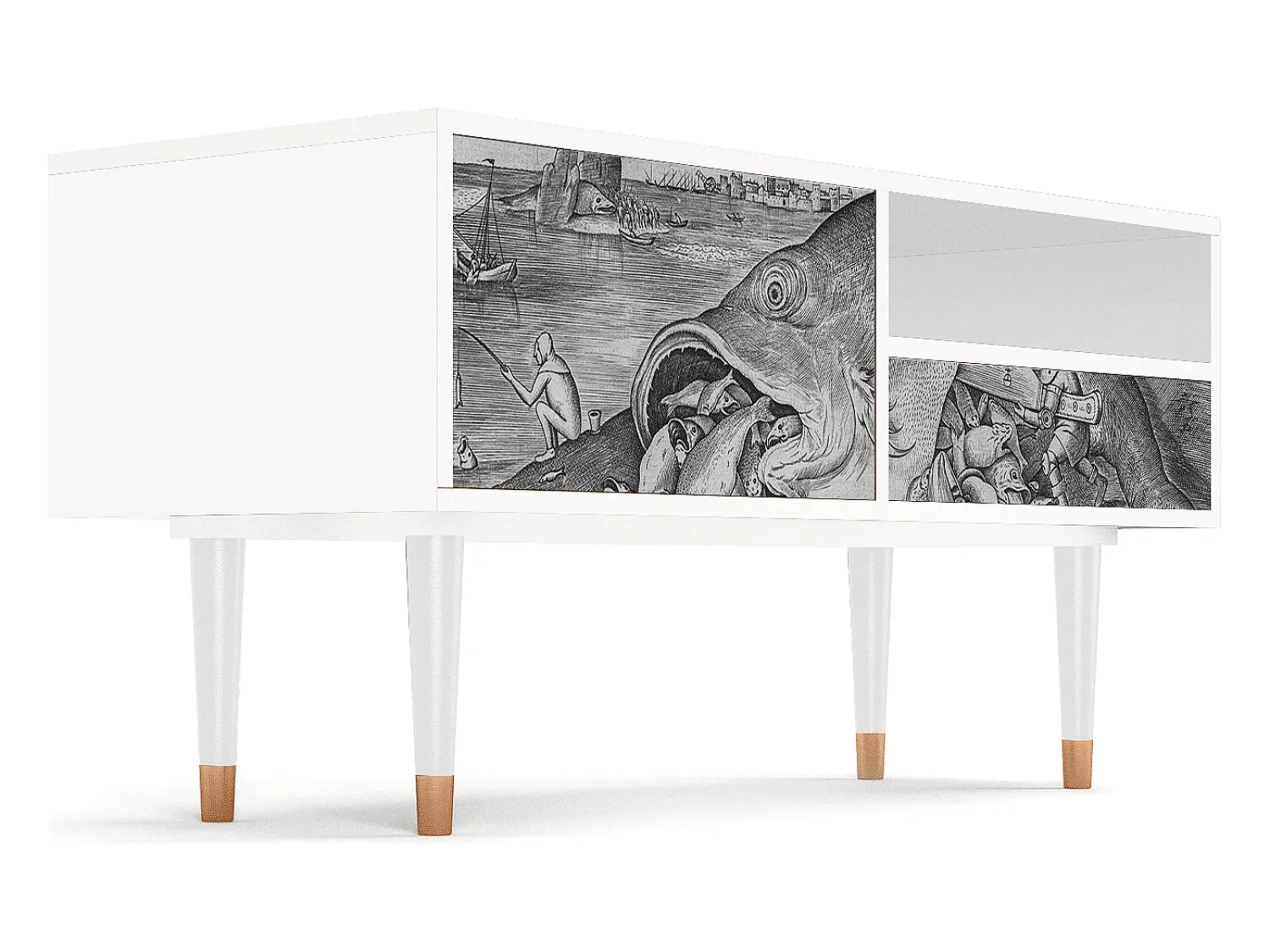 Best Mueble de TV - 115х59х48 cm - T3 - Big Fish Eat Little, Branco Bege
