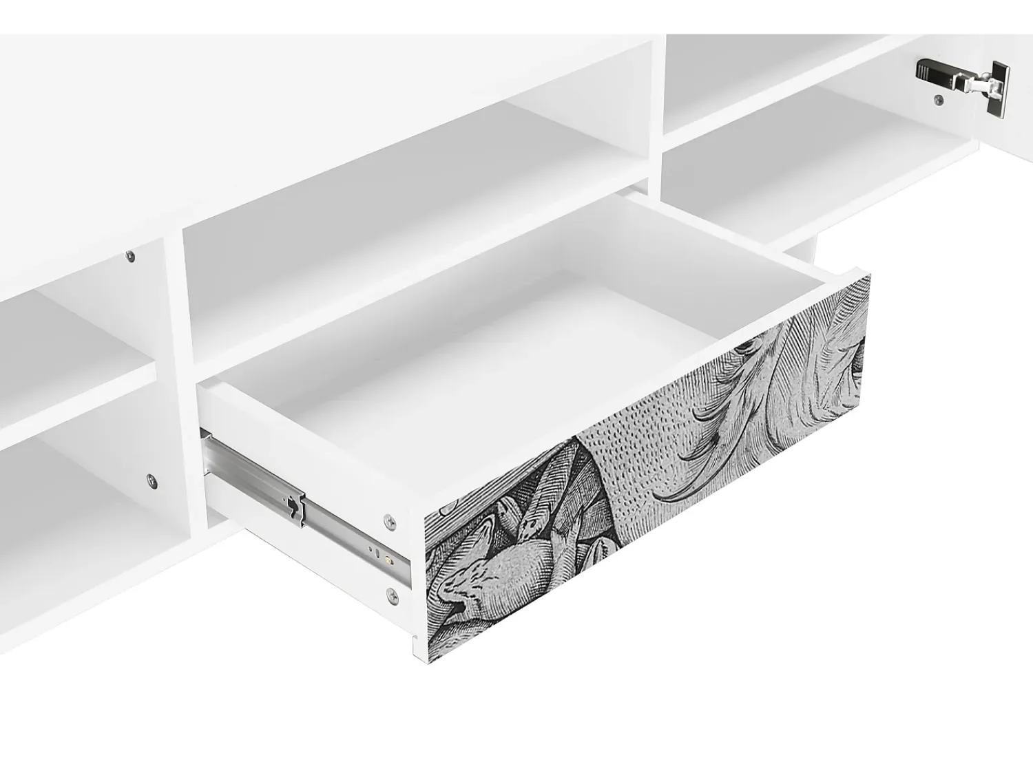 Móvel De Tv| Mueble de TV - 170х59х41 cm - T6 - Big Fish Eat Little, Branco Bege