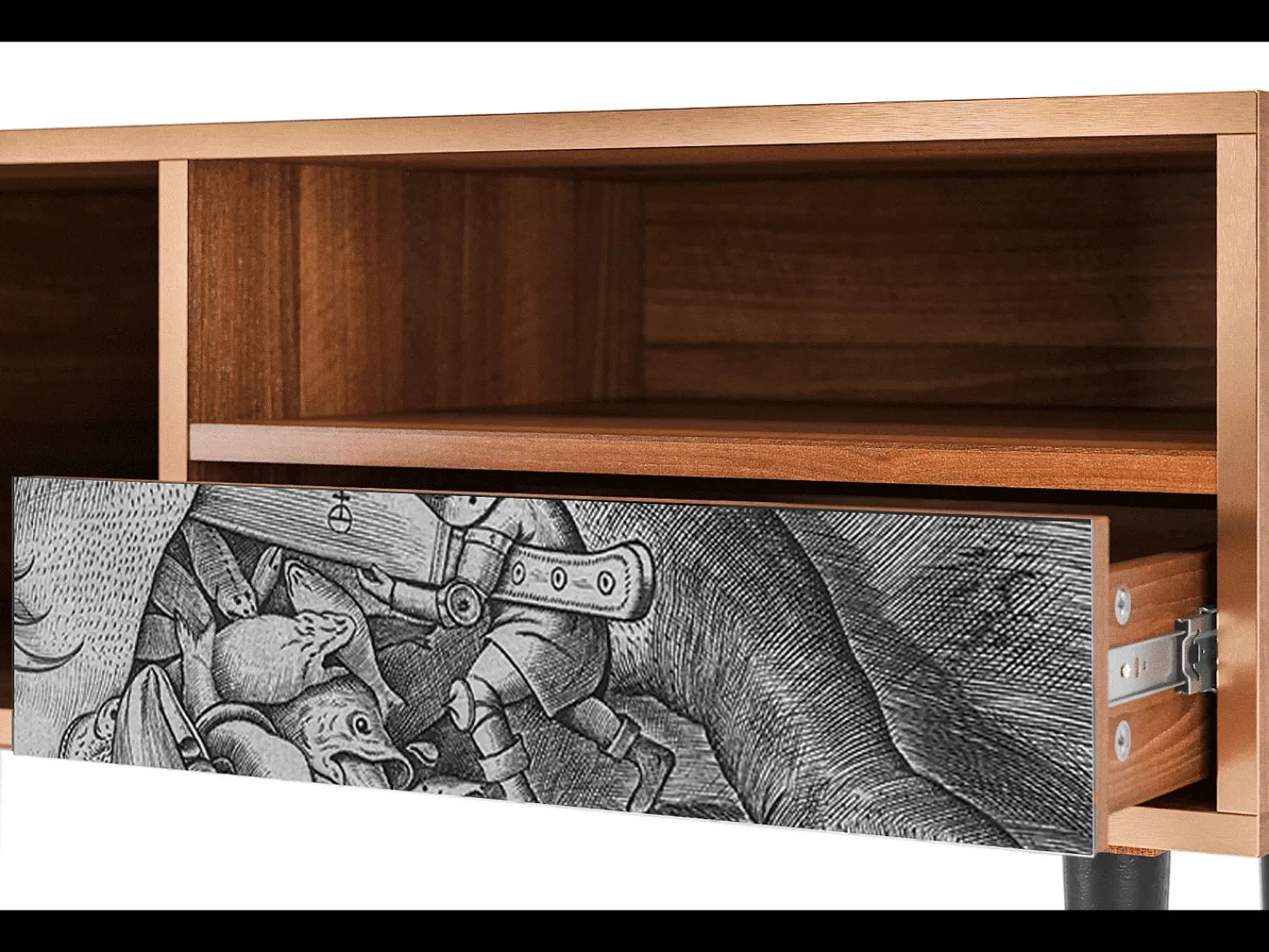 Móvel De Tv* Mueble de TV - 115х59х48 cm - T3 - Big Fish Eat Little, Nogueira Castanho