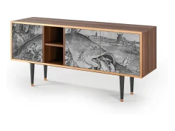 Móvel De Tv| Mueble de TV - 150х69х41 cm - T5 - Big Fish Eat Little, Nogueira Castanho