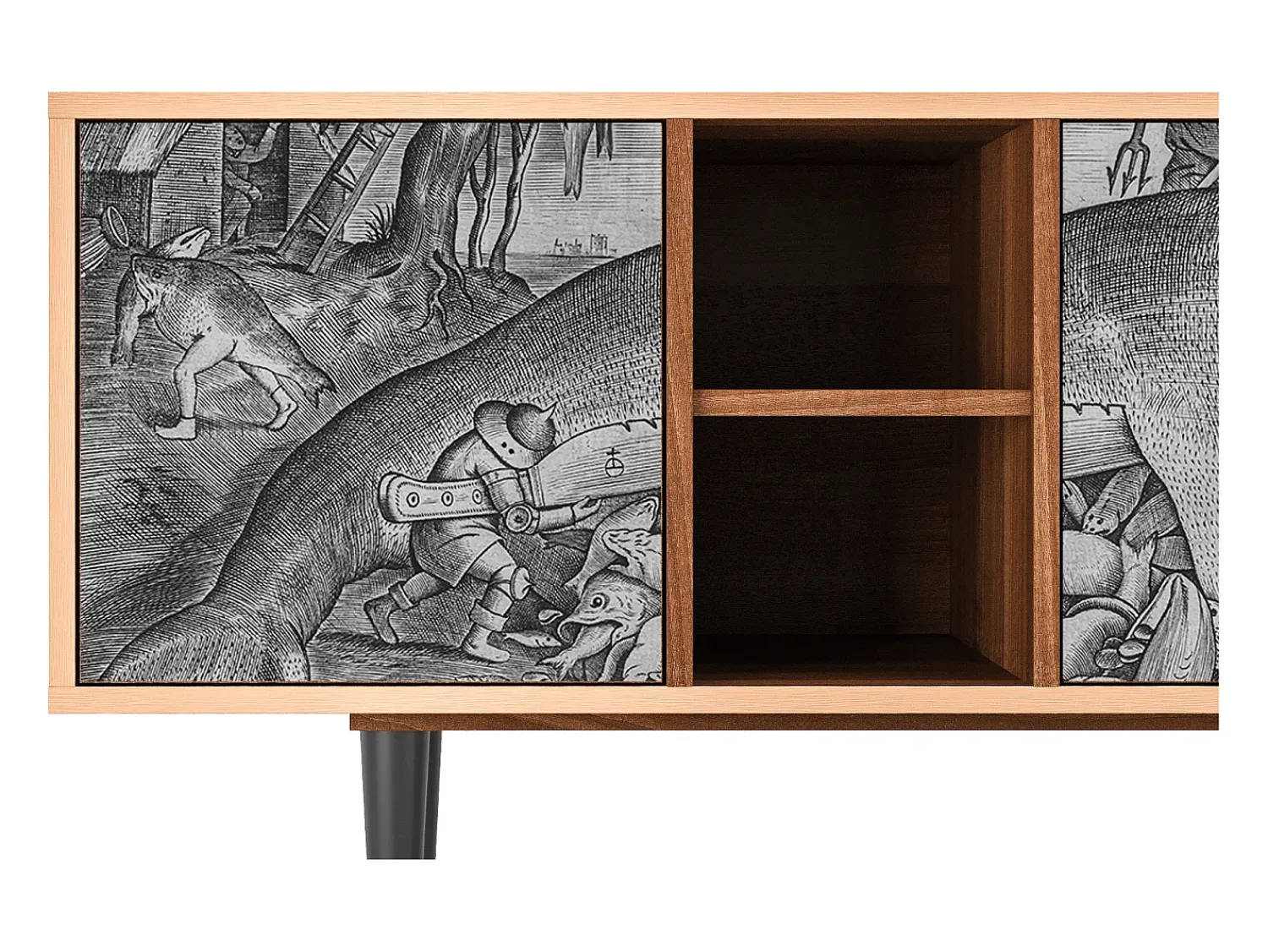 Móvel De Tv| Mueble de TV - 150х69х41 cm - T5 - Big Fish Eat Little, Nogueira Castanho