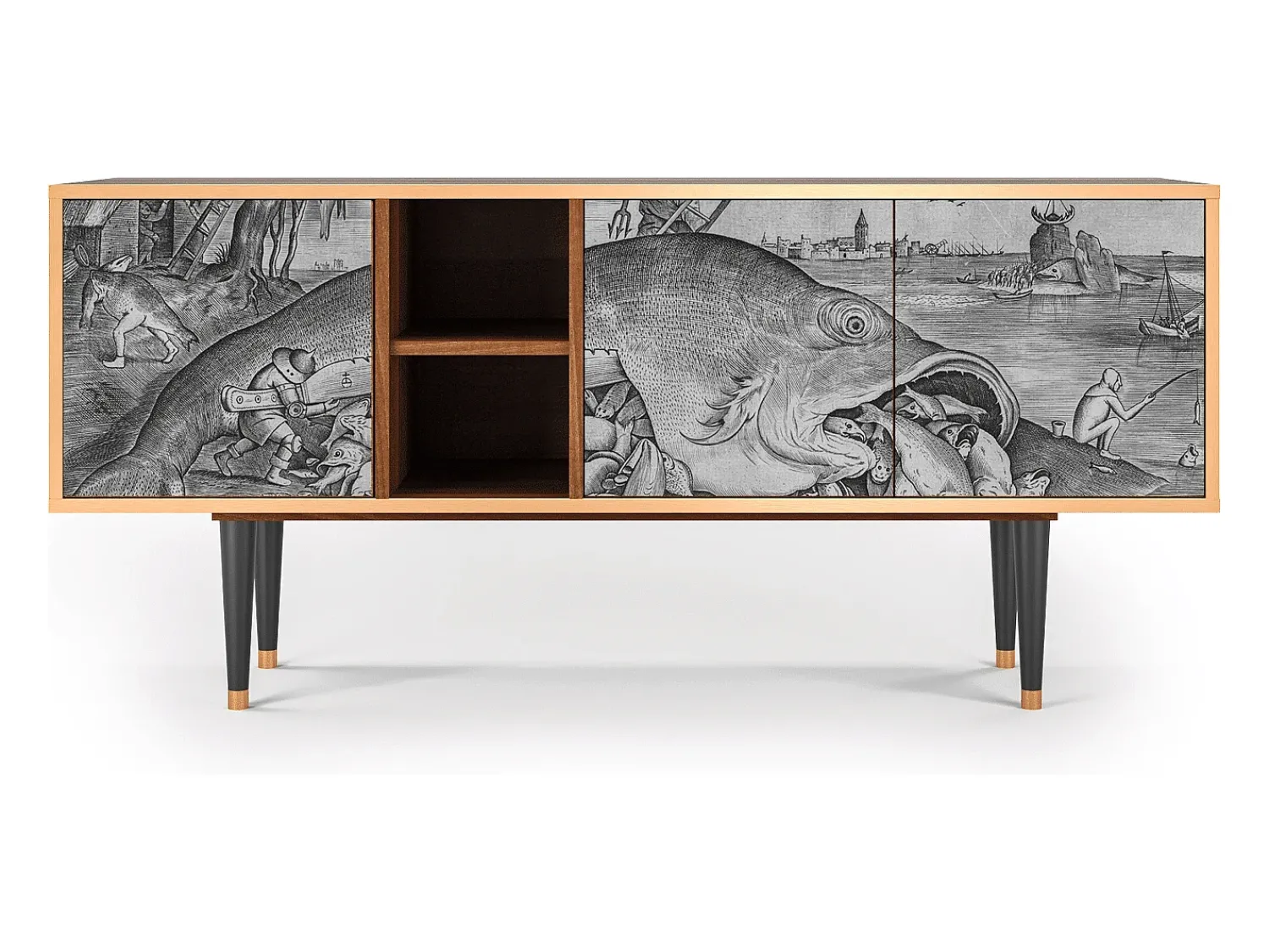 Móvel De Tv| Mueble de TV - 150х69х41 cm - T5 - Big Fish Eat Little, Nogueira Castanho