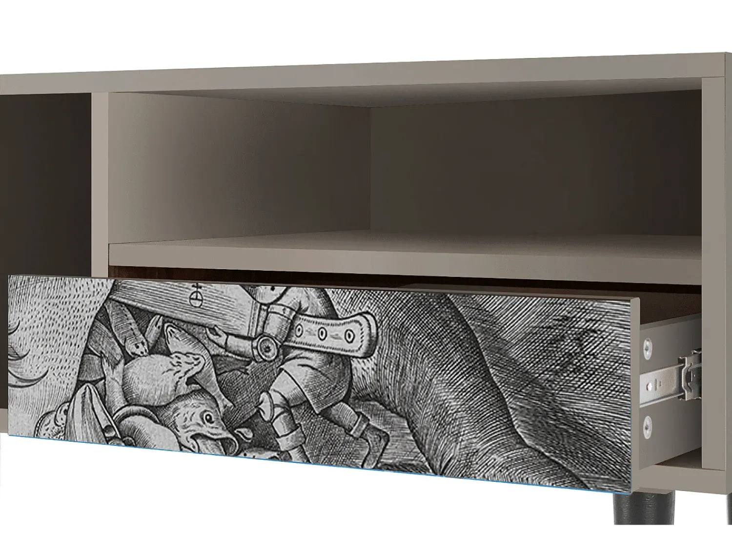 Móvel De Tv* Mueble de TV - 115х59х48 cm - T3 - Big Fish Eat Little, Areia Bege