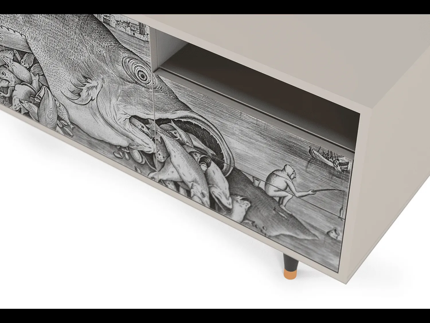 Móvel De Tv| Mueble de TV - 125х56х41 cm - T7 - Big Fish Eat Little, Areia Bege