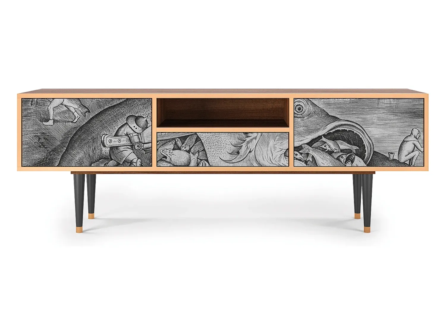Móvel De Tv* Mueble de TV - 170х59х41 cm - T6 - Big Fish Eat Little, Nogueira Castanho