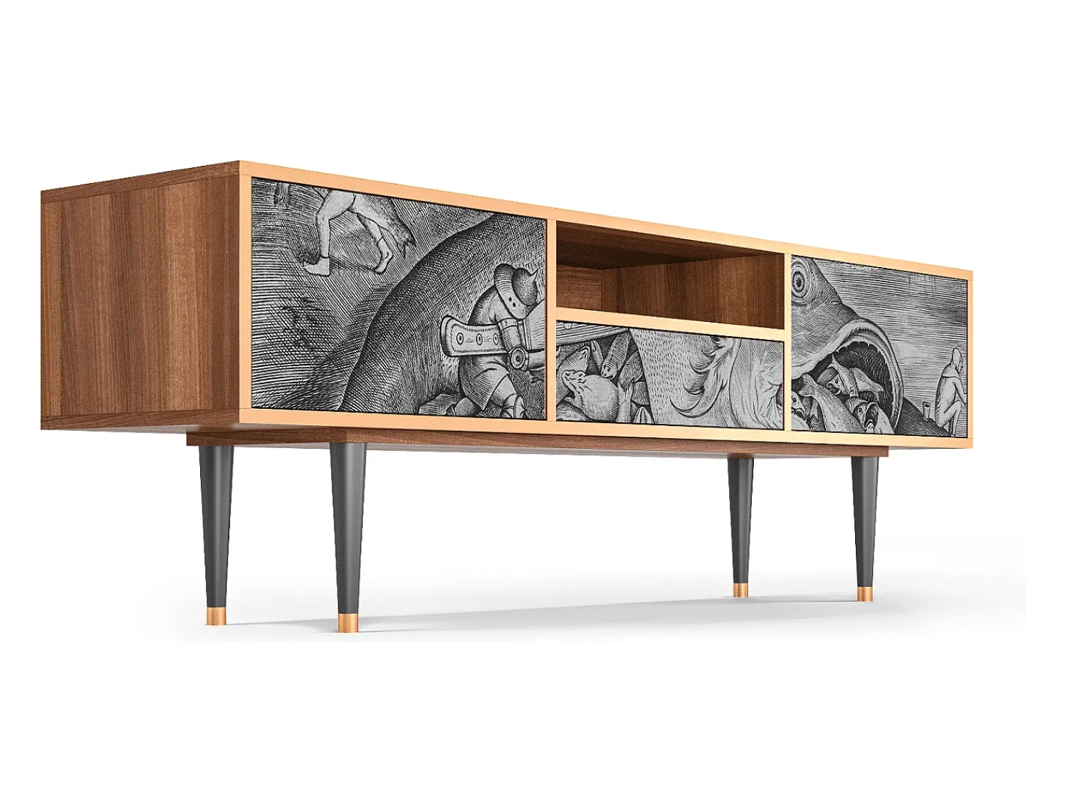 Móvel De Tv* Mueble de TV - 170х59х41 cm - T6 - Big Fish Eat Little, Nogueira Castanho