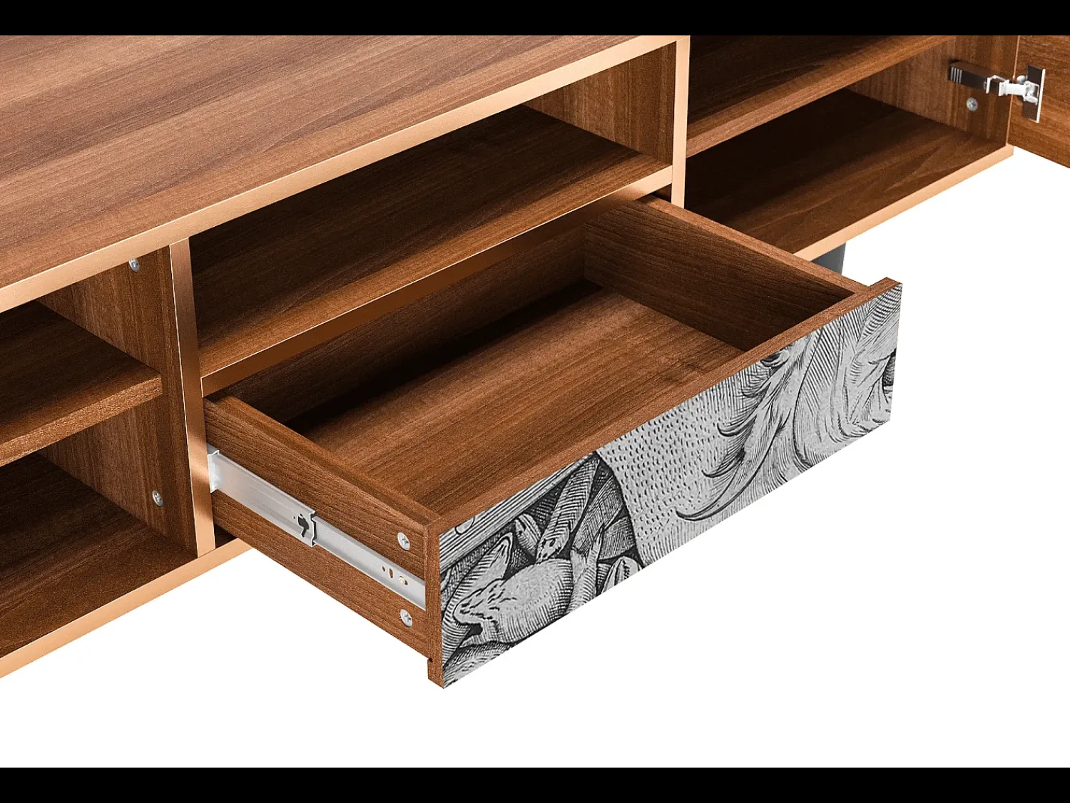 Móvel De Tv* Mueble de TV - 170х59х41 cm - T6 - Big Fish Eat Little, Nogueira Castanho