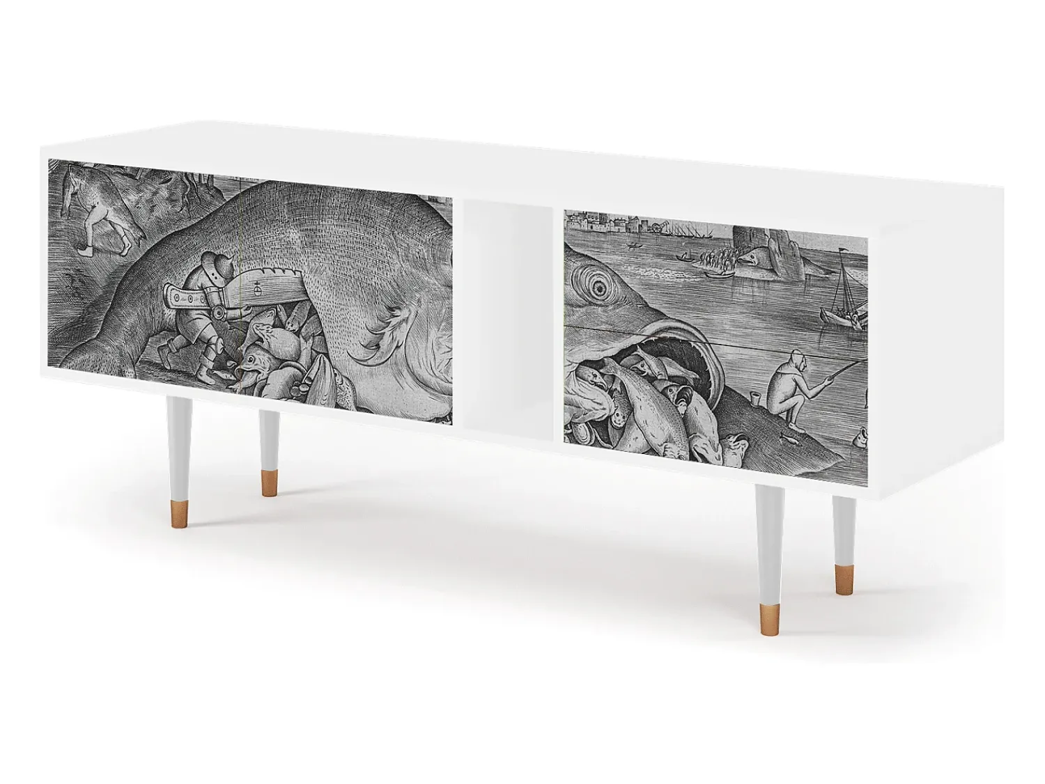 Móvel De Tv* Mueble de TV - 170х69х48 cm - T1 - Big Fish Eat Little, Branco Bege