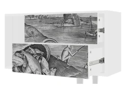 Móvel De Tv* Mueble de TV - 170х69х48 cm - T1 - Big Fish Eat Little, Branco Bege