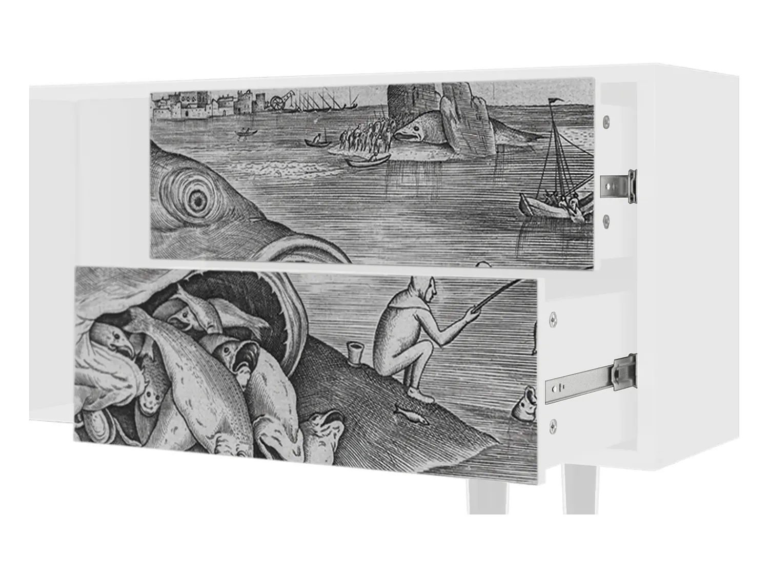 Móvel De Tv* Mueble de TV - 170х69х48 cm - T1 - Big Fish Eat Little, Branco Bege