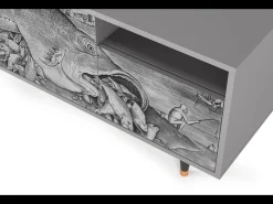 Móvel De Tv* Mueble de TV - 125х56х41 cm - T7 - Big Fish Eat Little, Cinza Cinzento