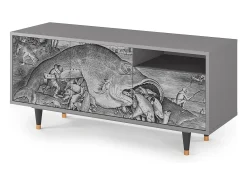 Móvel De Tv* Mueble de TV - 125х56х41 cm - T7 - Big Fish Eat Little, Cinza Cinzento