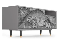 Móvel De Tv* Mueble de TV - 125х56х41 cm - T7 - Big Fish Eat Little, Cinza Cinzento
