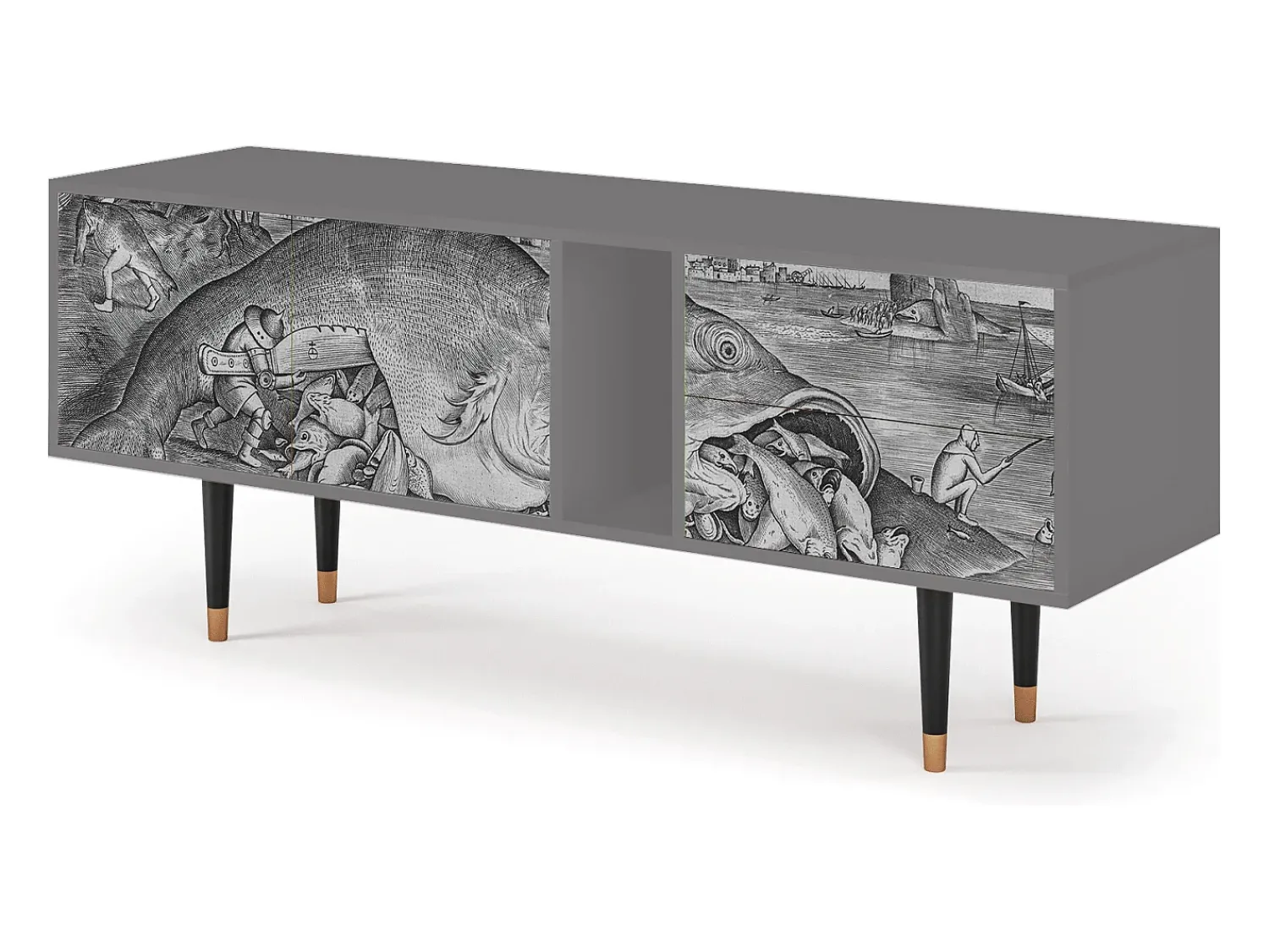 Móvel De Tv* Mueble de TV - 170х69х48 cm - T1 - Big Fish Eat Little, Cinza Cinzento