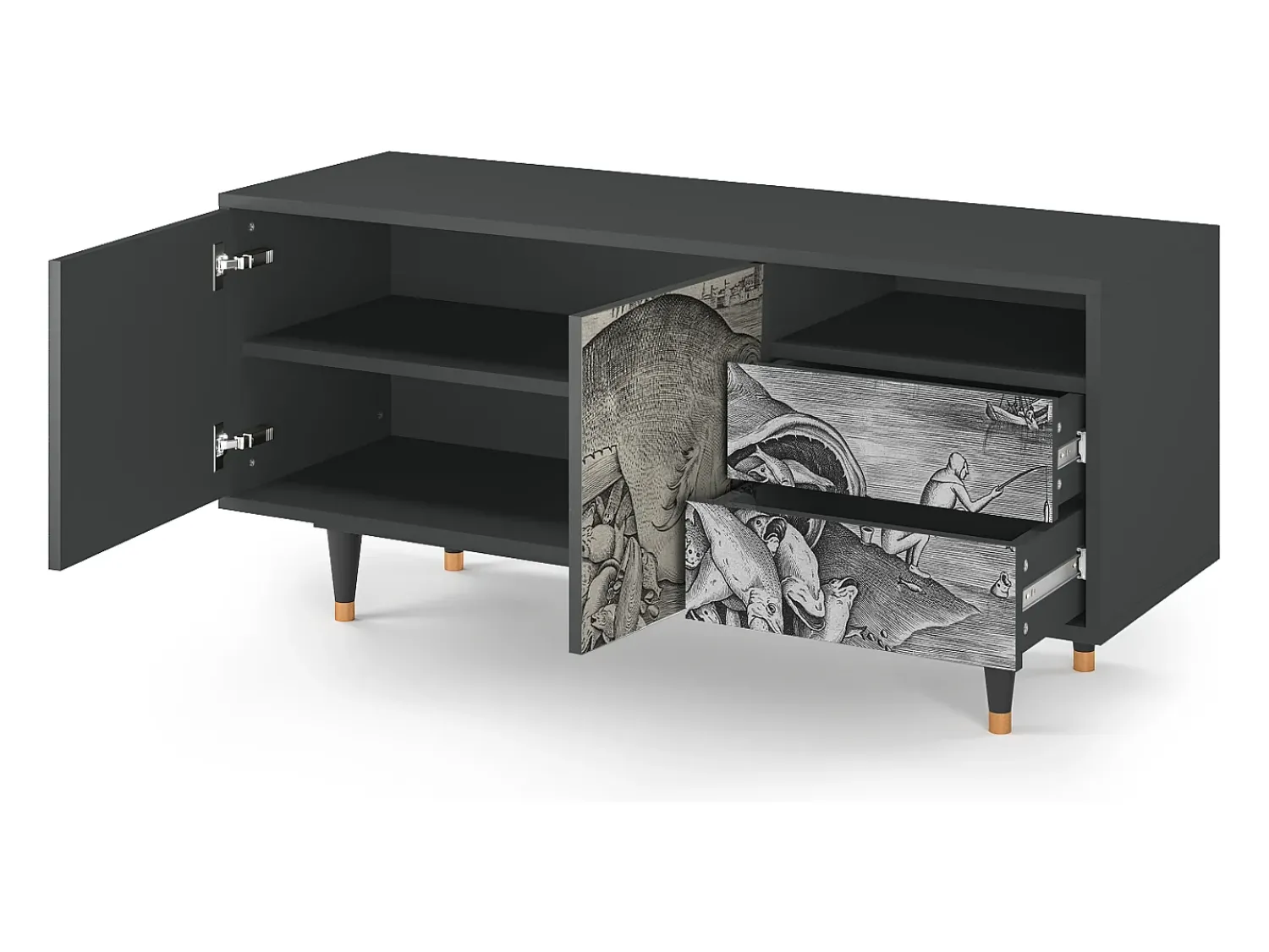 Mueble de TV - 125х56х41 cm - T7 - Big Fish Eat Little, Antracite^ Móvel De Tv
