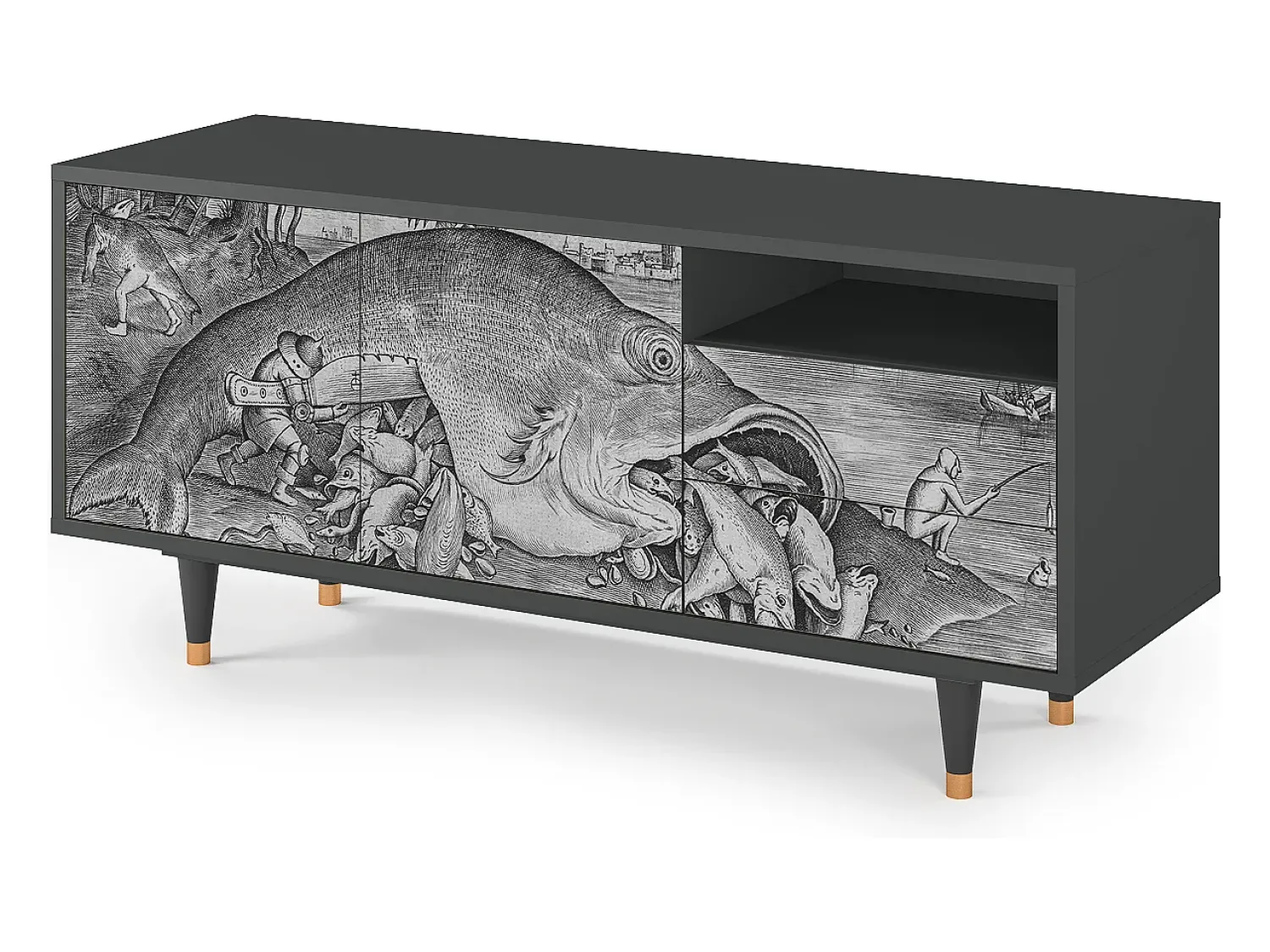 Mueble de TV - 125х56х41 cm - T7 - Big Fish Eat Little, Antracite^ Móvel De Tv