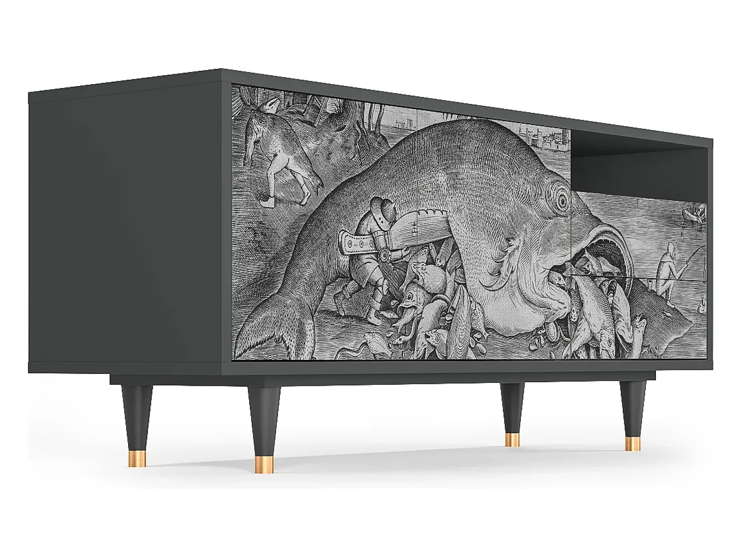 Mueble de TV - 125х56х41 cm - T7 - Big Fish Eat Little, Antracite^ Móvel De Tv