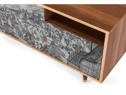 Móvel De Tv| Mueble de TV - 125х56х41 cm - T7 - Bird Dropping, Nogueira Castanho