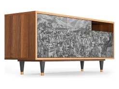 Móvel De Tv| Mueble de TV - 125х56х41 cm - T7 - Bird Dropping, Nogueira Castanho