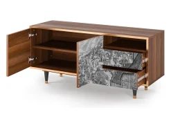 Móvel De Tv| Mueble de TV - 125х56х41 cm - T7 - Bird Dropping, Nogueira Castanho