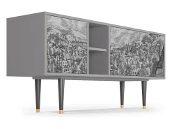 Clearance Mueble de TV - 150х69х41 cm - T5 - Bird Dropping, Cinza Cinzento