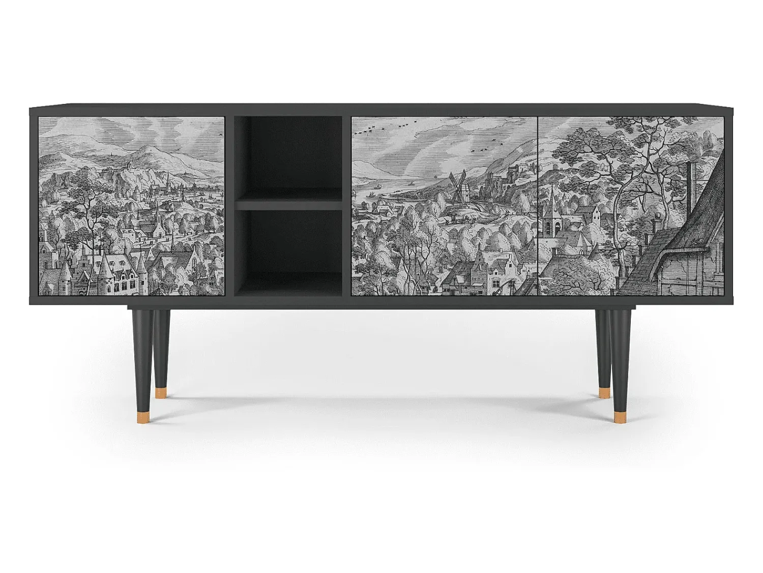 Mueble de TV - 150х69х41 cm - T5 - Bird Dropping, Antracite^ Móvel De Tv
