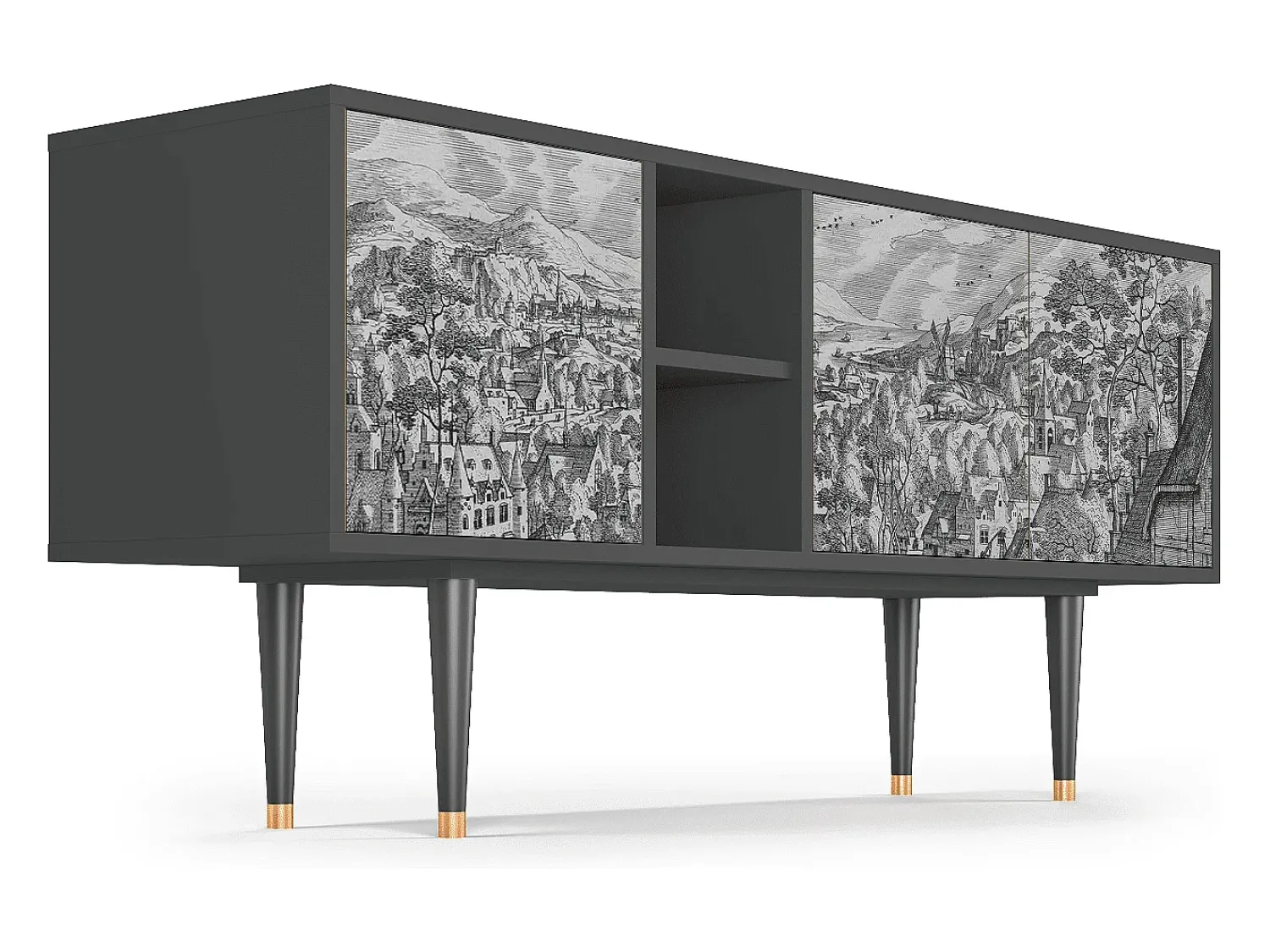 Mueble de TV - 150х69х41 cm - T5 - Bird Dropping, Antracite^ Móvel De Tv