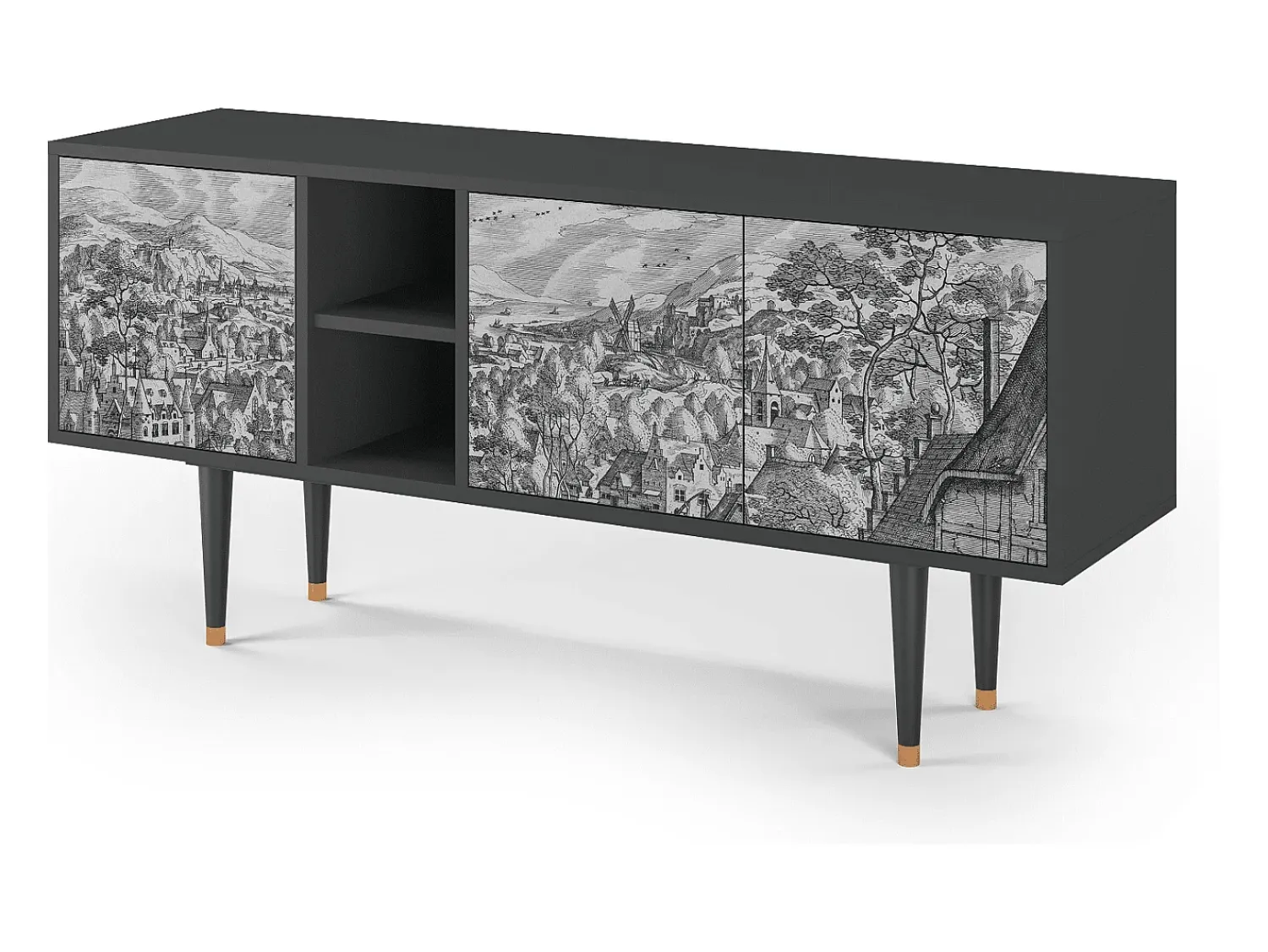 Mueble de TV - 150х69х41 cm - T5 - Bird Dropping, Antracite^ Móvel De Tv
