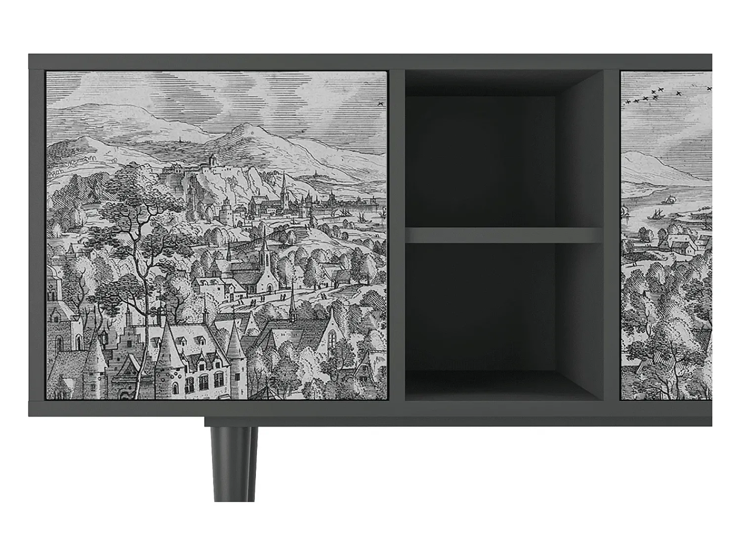 Mueble de TV - 150х69х41 cm - T5 - Bird Dropping, Antracite^ Móvel De Tv