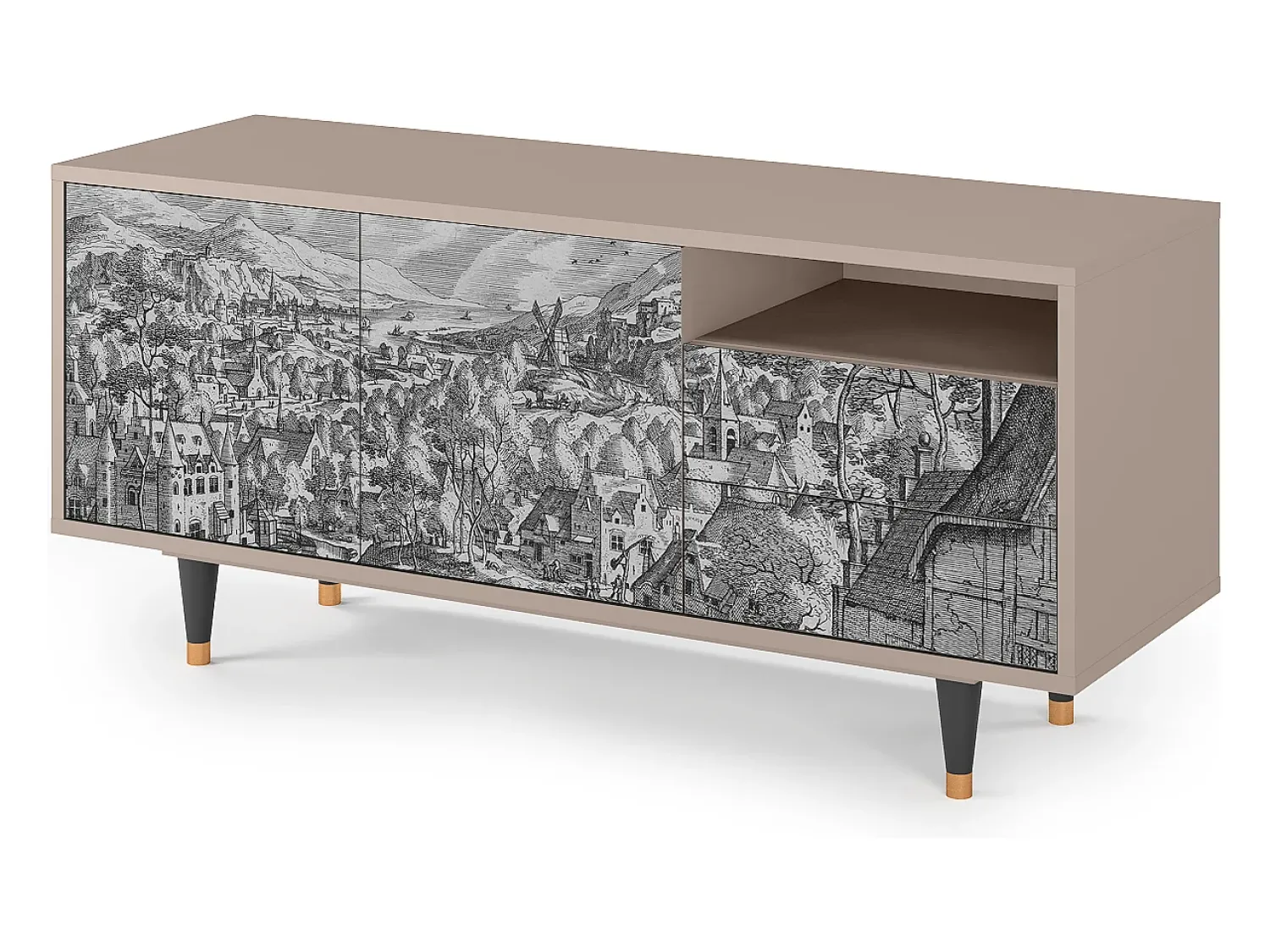 Sale Mueble de TV - 125х56х41 cm - T7 - Bird Dropping, Latte Bege
