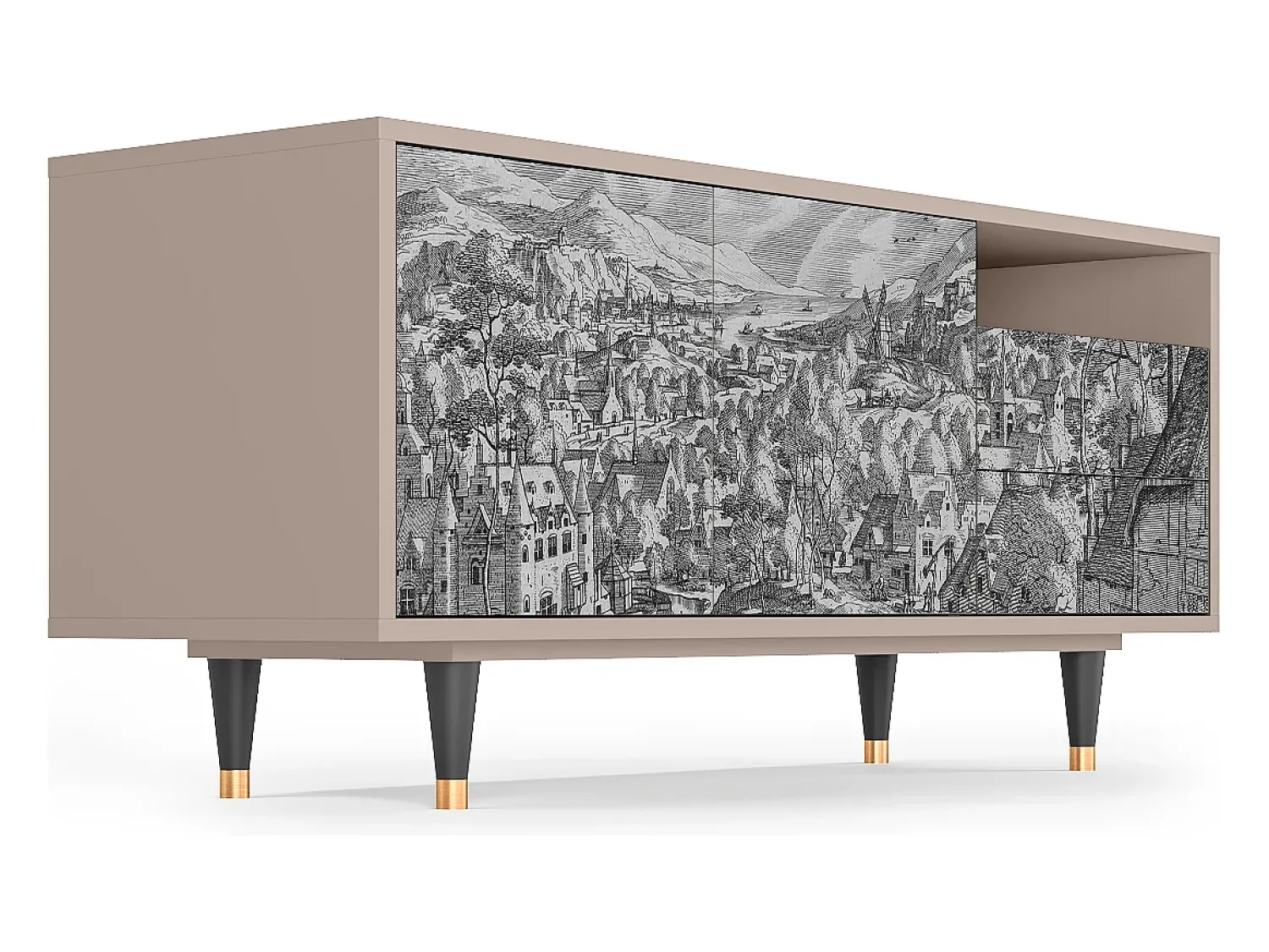 Sale Mueble de TV - 125х56х41 cm - T7 - Bird Dropping, Latte Bege