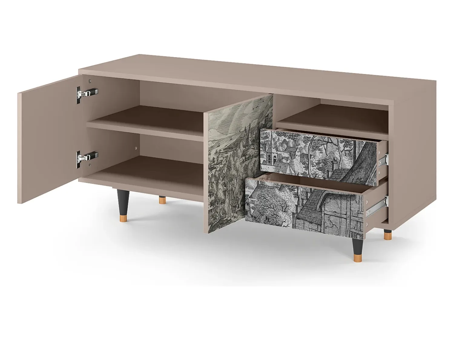 Sale Mueble de TV - 125х56х41 cm - T7 - Bird Dropping, Latte Bege