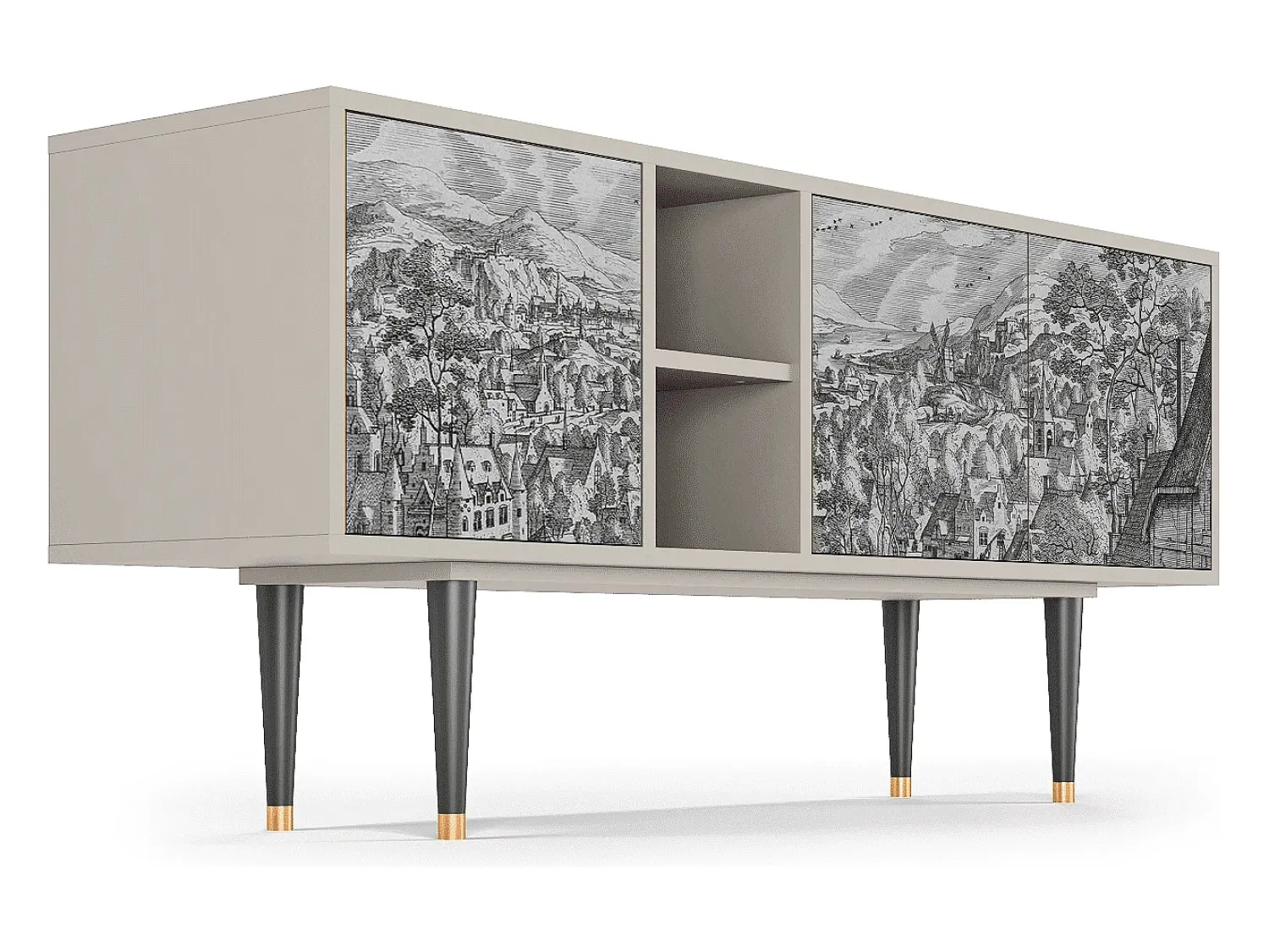 Móvel De Tv| Mueble de TV - 150х69х41 cm - T5 - Bird Dropping, Areia Bege