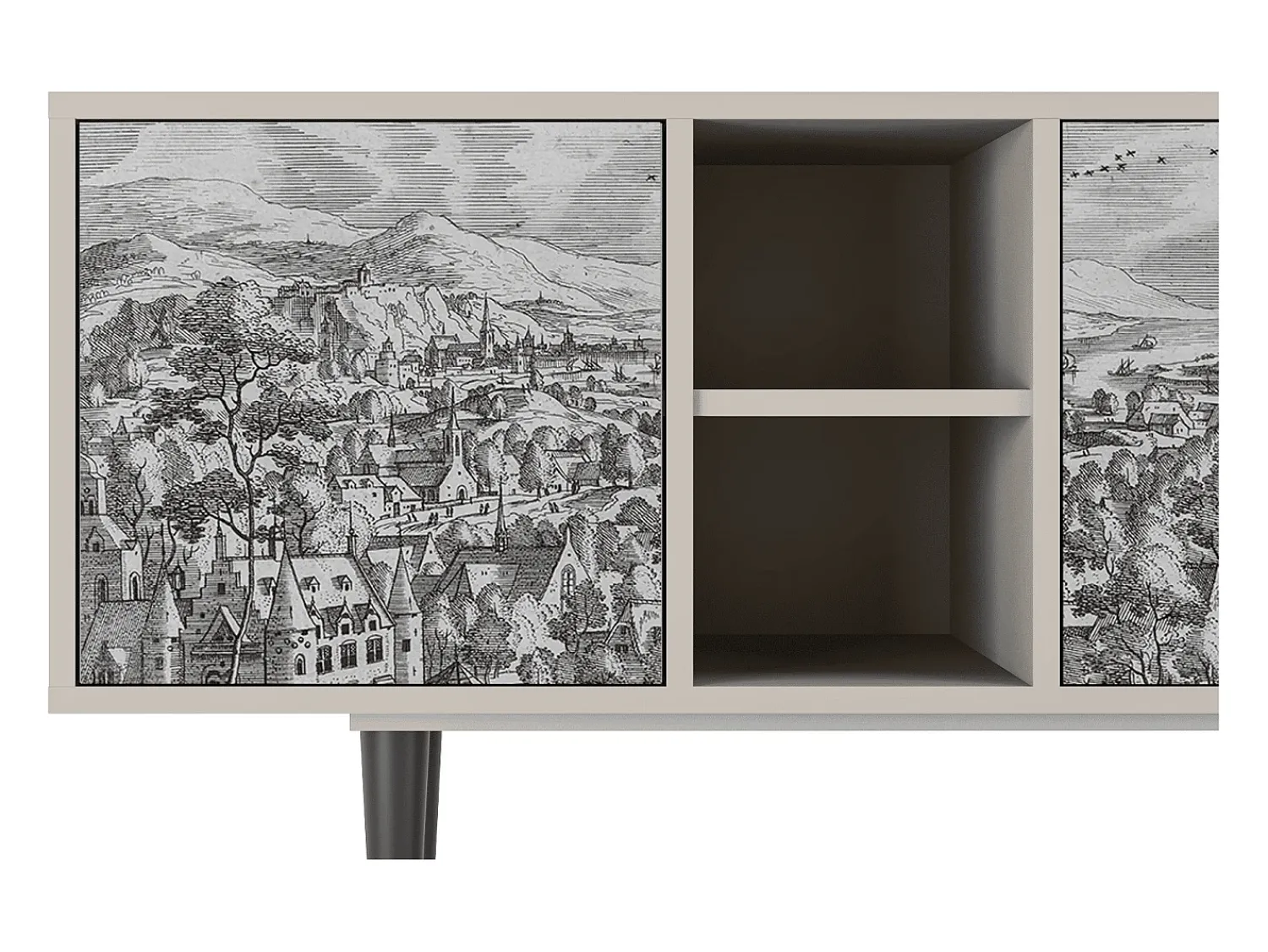 Móvel De Tv| Mueble de TV - 150х69х41 cm - T5 - Bird Dropping, Areia Bege