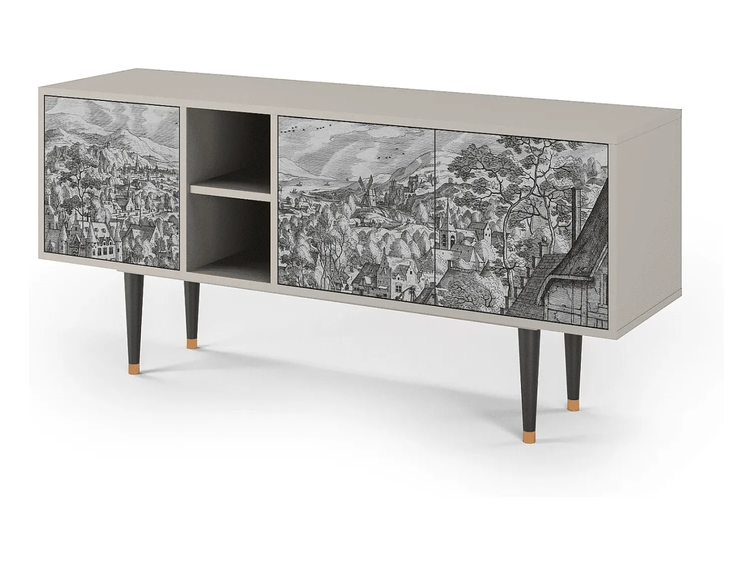 Móvel De Tv| Mueble de TV - 150х69х41 cm - T5 - Bird Dropping, Areia Bege