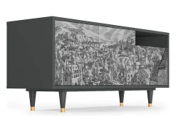 Sale Mueble de TV - 125х56х41 cm - T7 - Bird Dropping, Antracite Cinza antracite