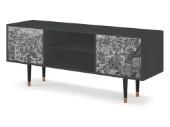 Móvel De Tv* Mueble de TV - 170х69х48 cm - T2 - Bird Dropping, Antracite Cinza antracite